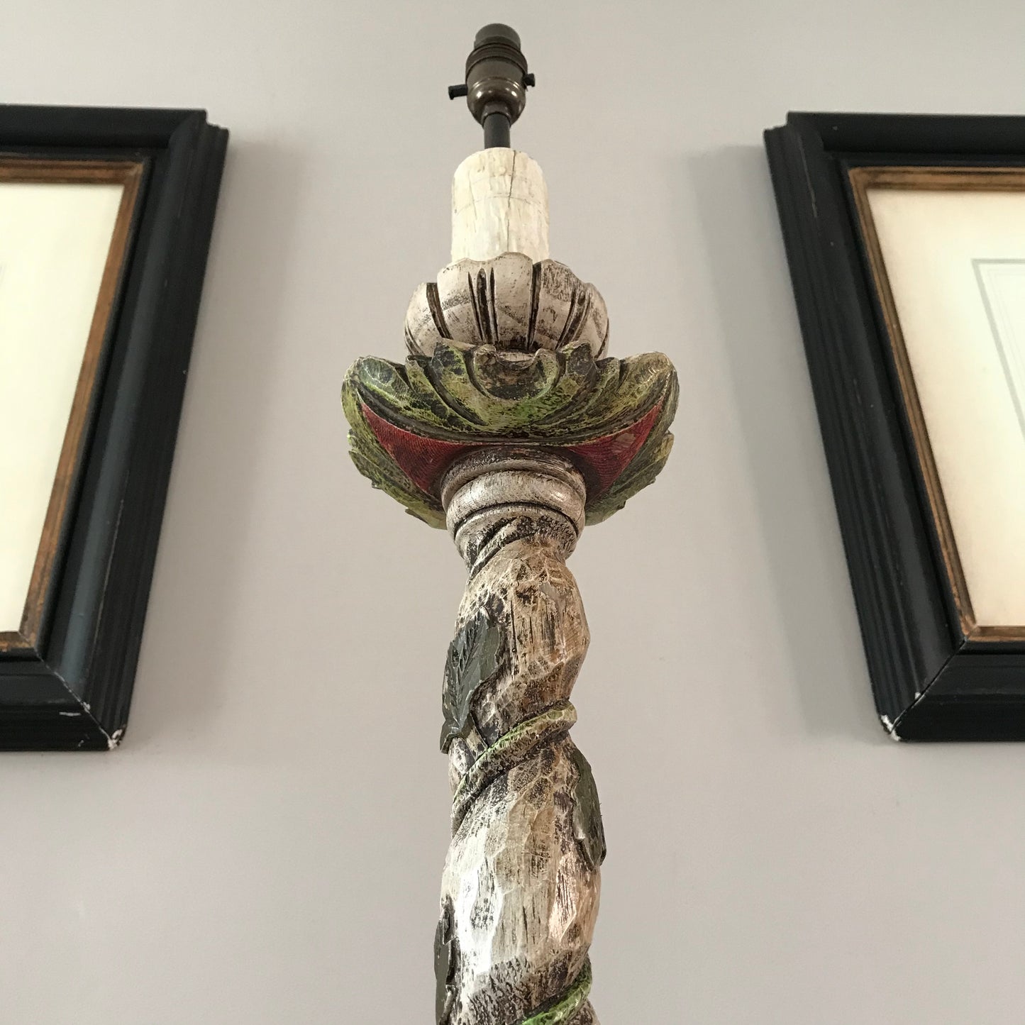 Carved Wood Floor Lamp.