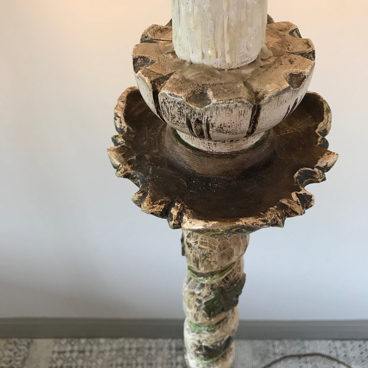 Carved Wood Floor Lamp.