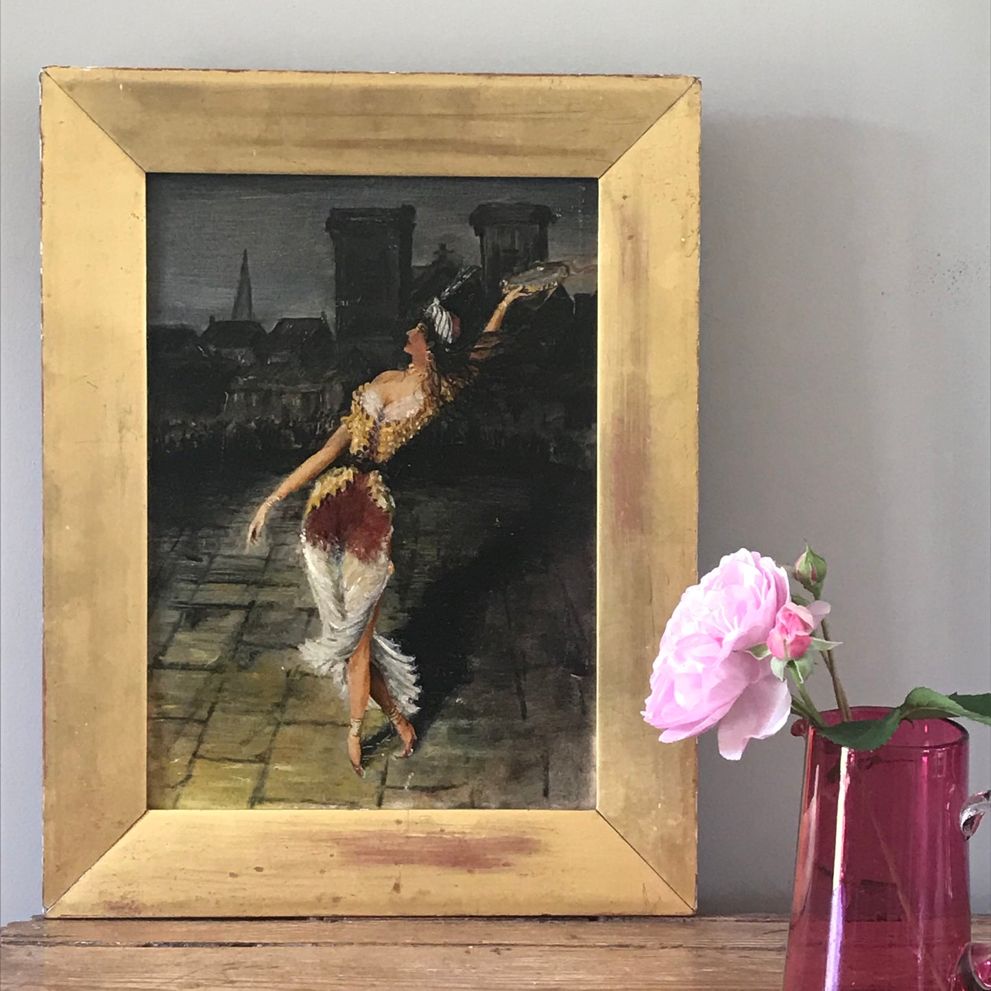 Oil On Board of a Dancing Lady.
