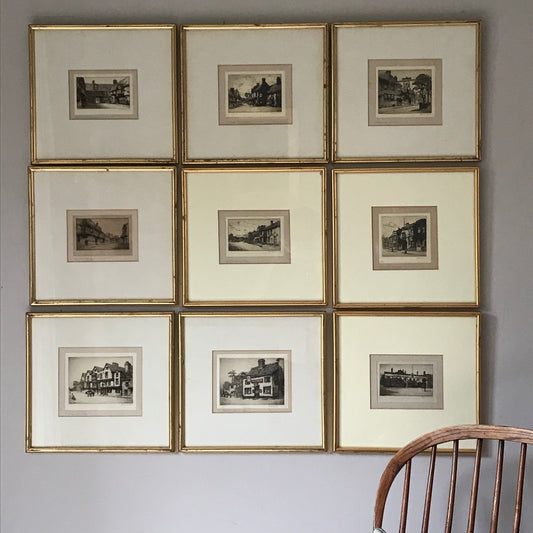 Set of Nine Pub Etchings.