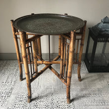 Load image into Gallery viewer, Bamboo and Copper Side Table.
