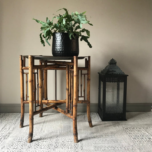 Bamboo and Copper Side Table.