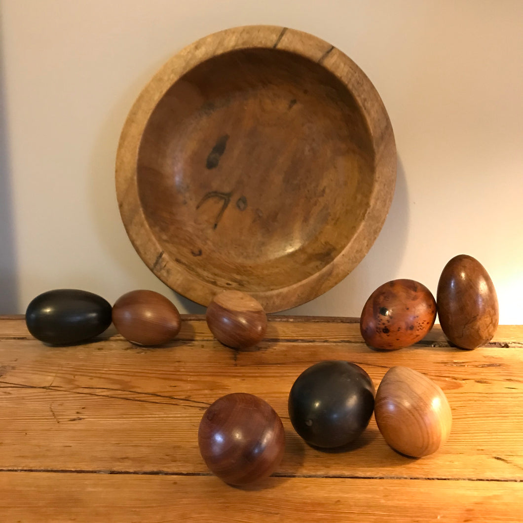 Wooden Eggs and Bowl.