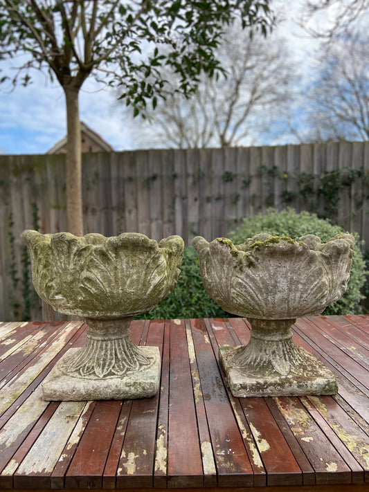 Pair Of Acanthus Composite Planters.