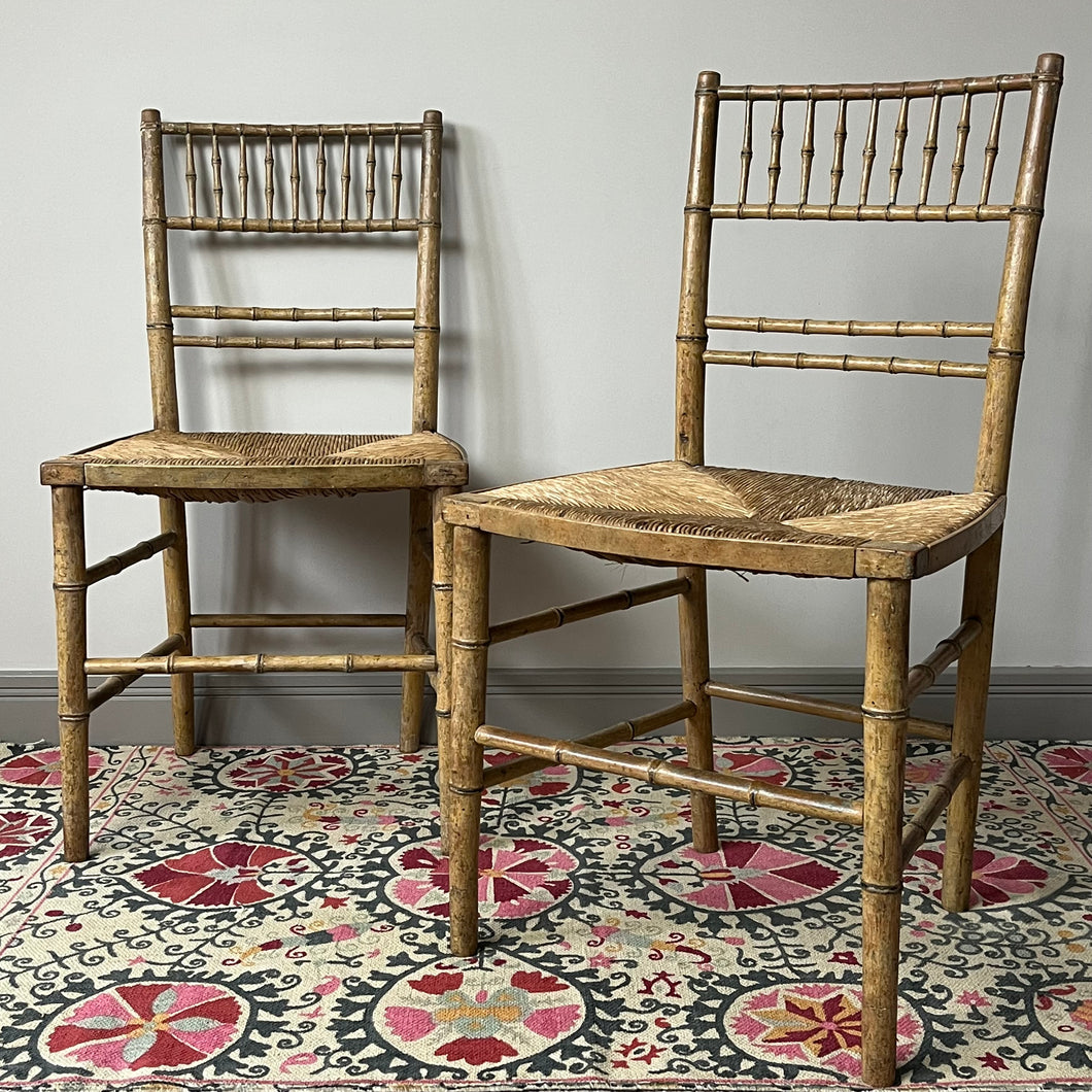 Pair of Regency Faux Bamboo Chairs.