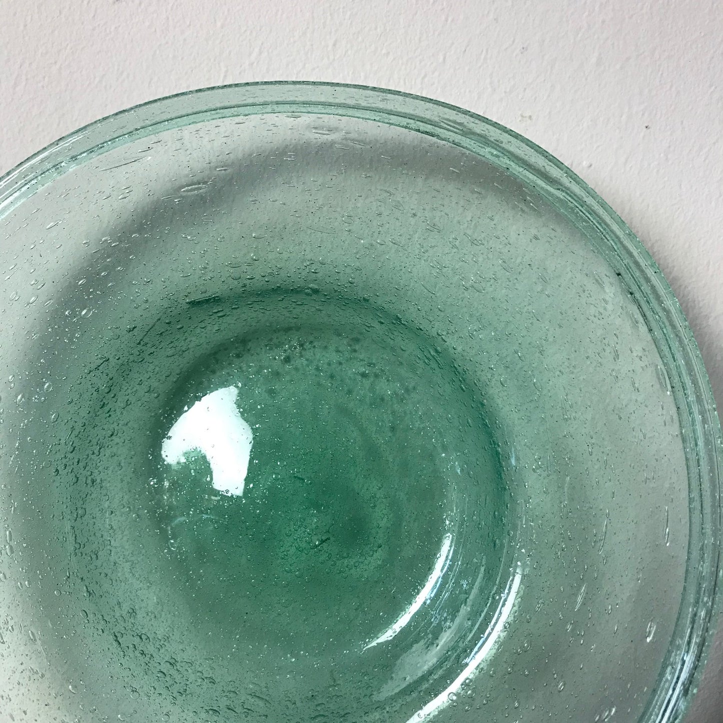 Set of Four Green Glass Bubble Dishes.