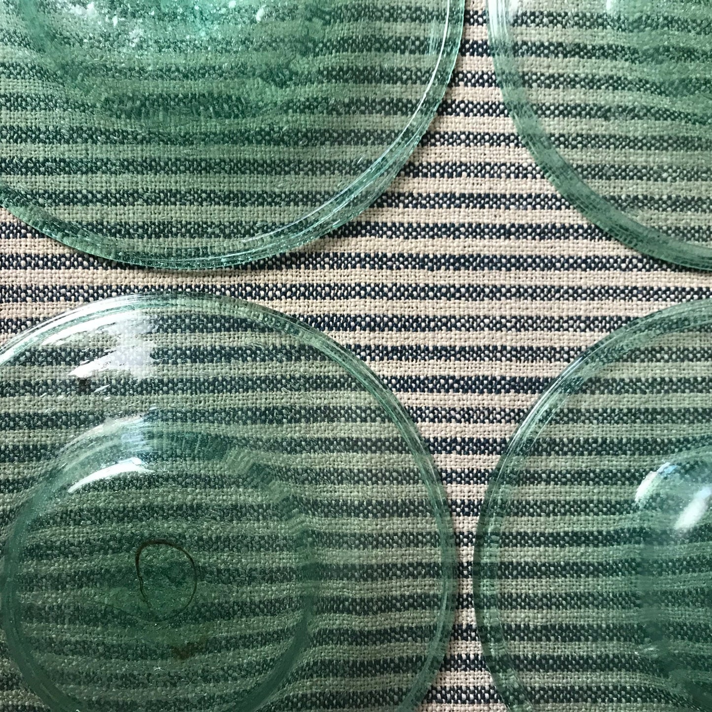 Set of Four Green Glass Bubble Dishes.