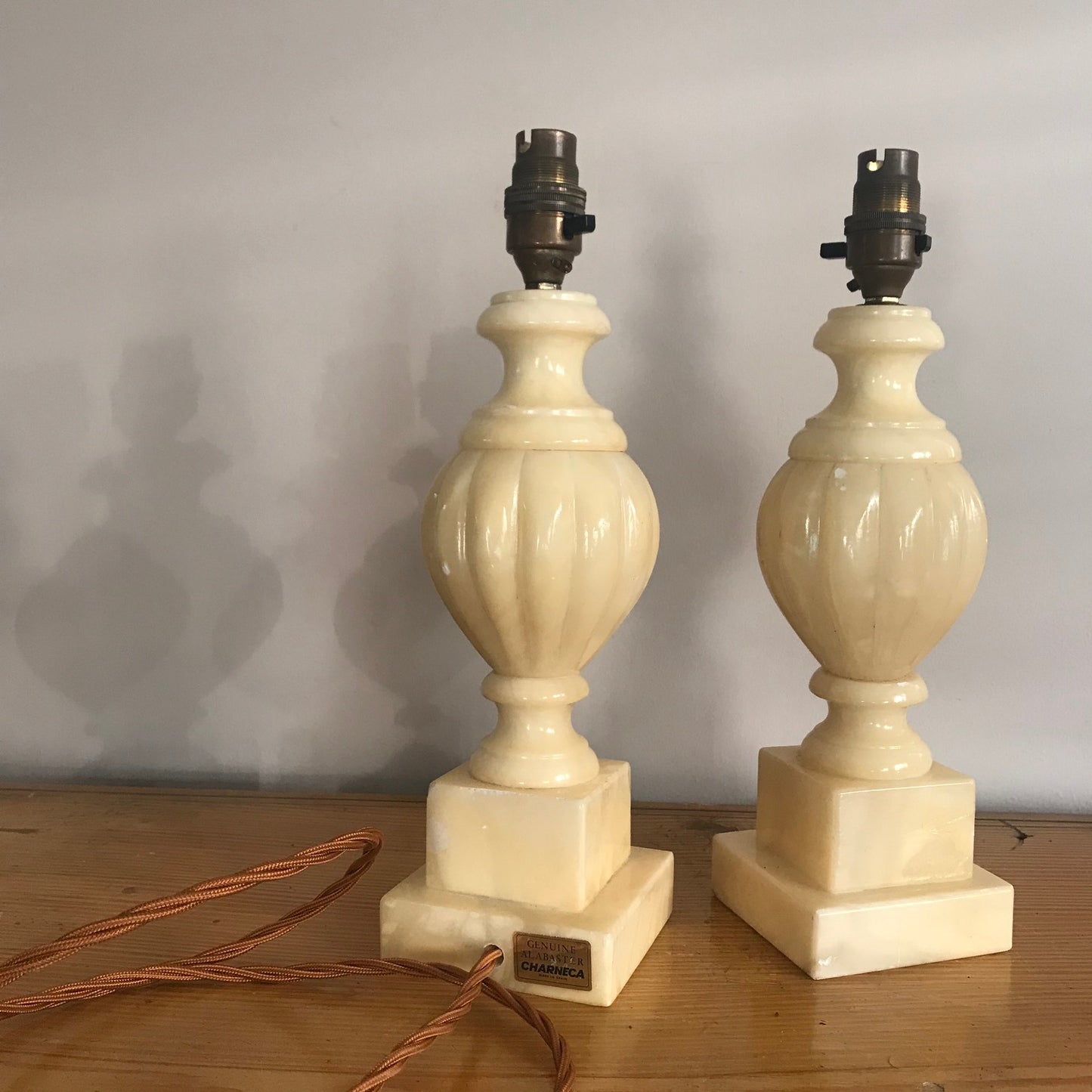 Pair Of Alabaster Lamp Bases.