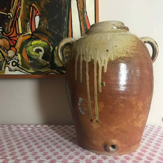 French Glazed Stoneware Oil Pot.