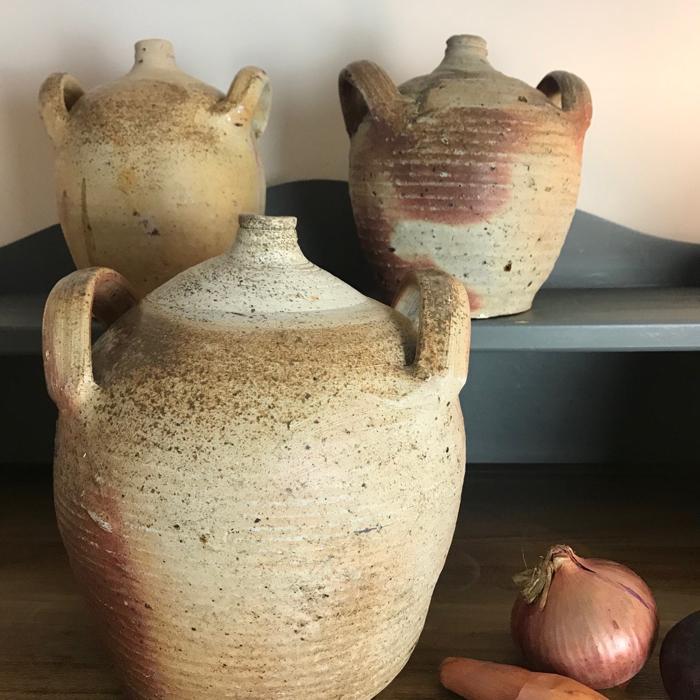 French Glazed Stoneware Oil Pot.