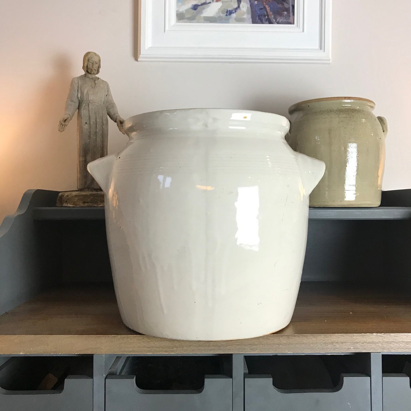 Large French Burgundy Confit Pot.