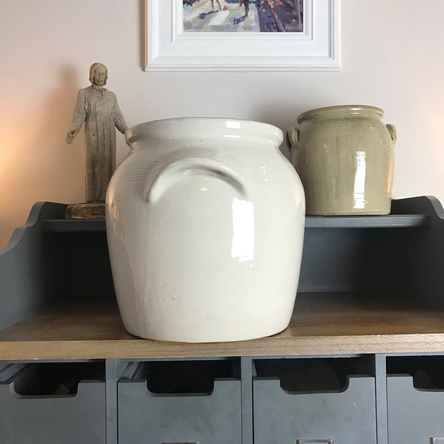 Large French Burgundy Confit Pot.