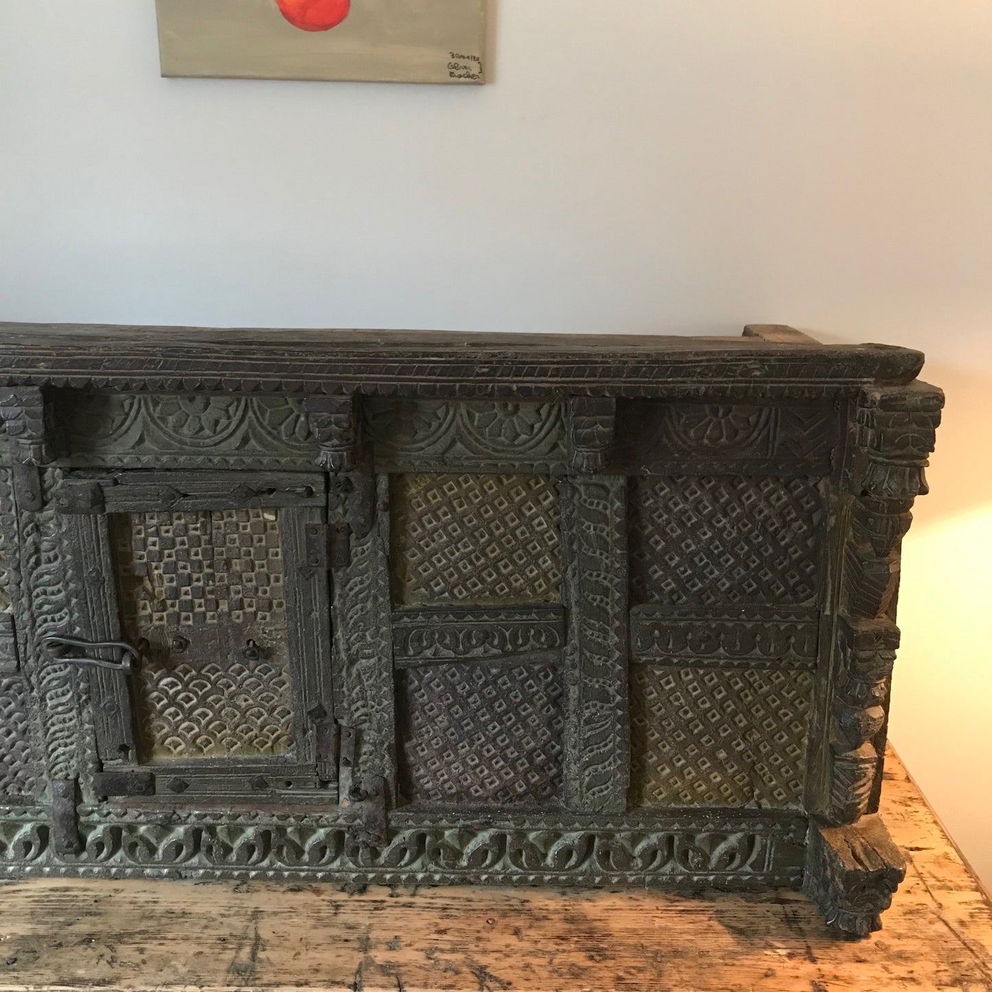 A Beautiful Hand Carved Indian Dowry Chest.