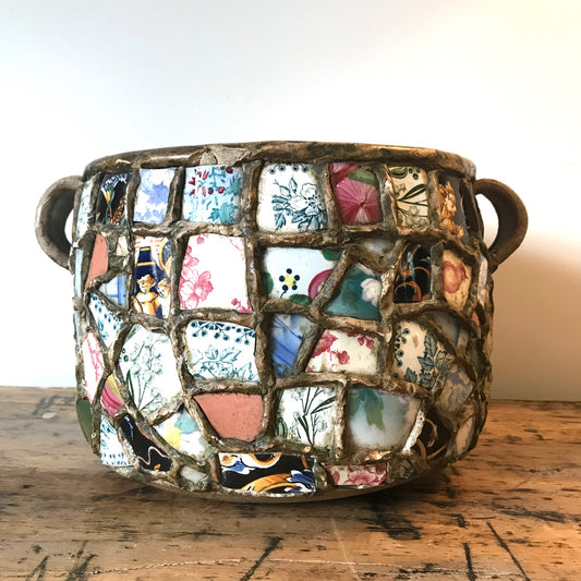 French Mosaic Pique Assiette Confit Pot.