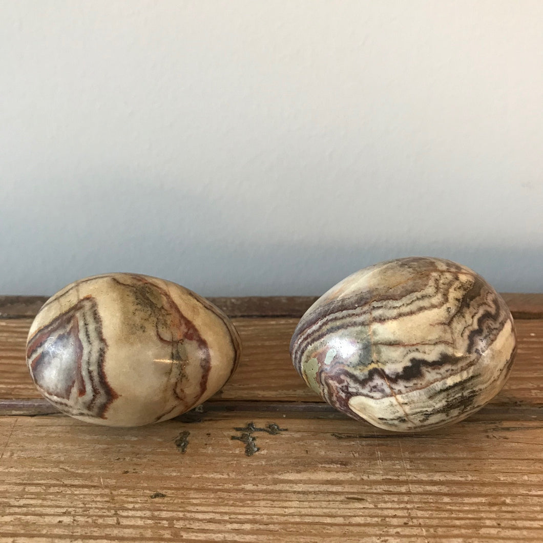 A Pair Of Decorative Marble Eggs.
