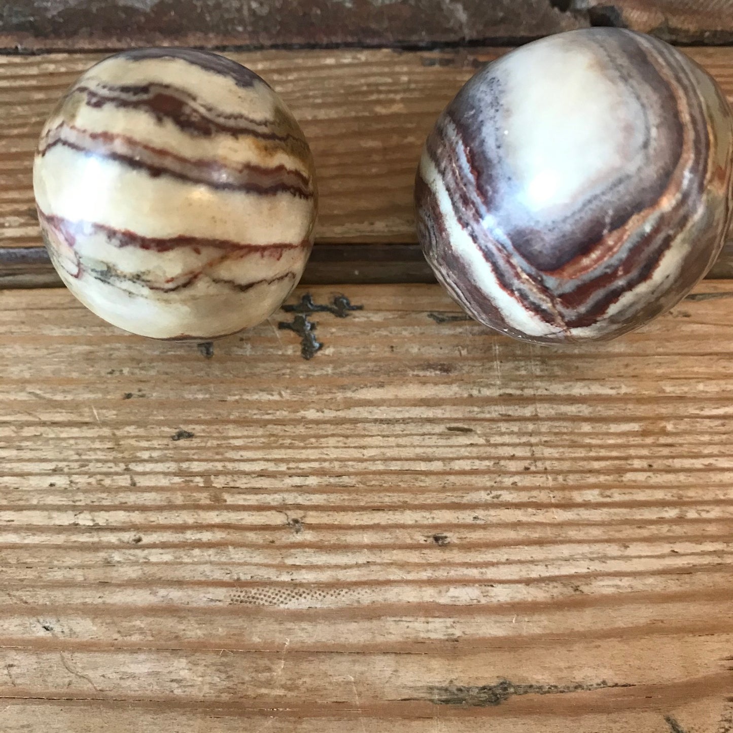 A Pair Of Decorative Marble Eggs.