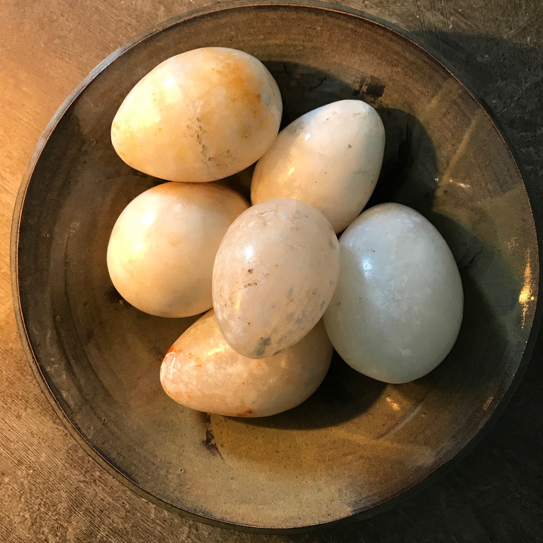 A Collection of Six Italian Alabaster Eggs.