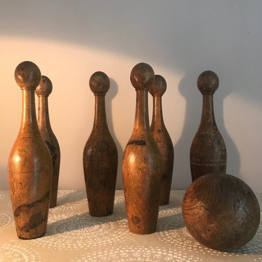 Set Of Six Wood Skittles.