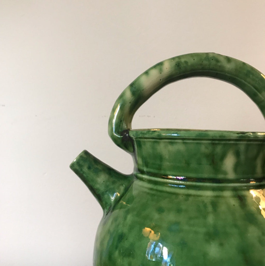 French Green Glazed Terracotta Jug
